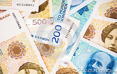 Krone Banknotes Closeup Stock Photo