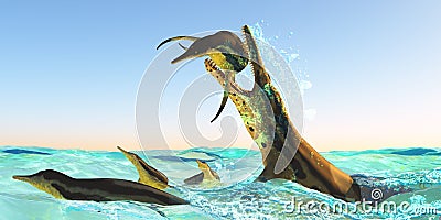 Kronosaurus Marine Reptile Attack Stock Photo