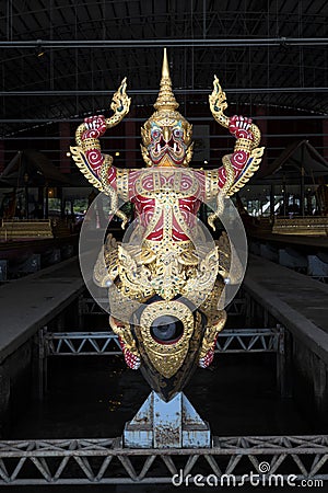 Bangkok, Thailand - August 12, 2017: Krut Hern Het Barge in National Museum, Bangkok, Thailand. Editorial Stock Photo