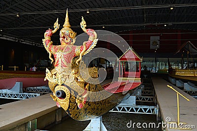 Krut Hern Het barge in the Royal barges Museum. Bangkok, Thailand Editorial Stock Photo