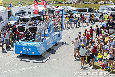 Krys Vehicle in Alps - Tour de France 2015 Editorial Stock Photo