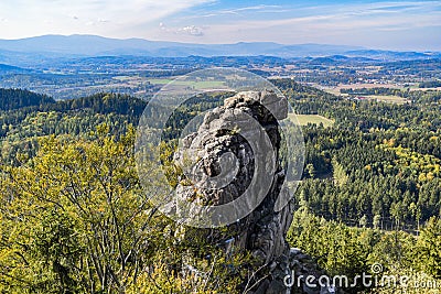 Krzywa Turnia rock in the Sokolich mountains in Poland. Stock Photo