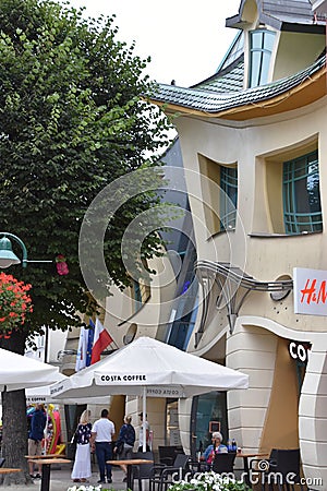 Krzywy Domek (Crooked House) in Sopot, Poland Editorial Stock Photo