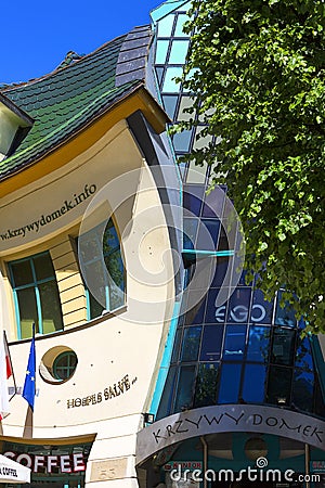 Krzywy Domek crooked little house at Monte Cassino Street, Sopot, Poland Editorial Stock Photo