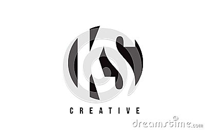 KS K S White Letter Logo Design with Circle Background. Vector Illustration