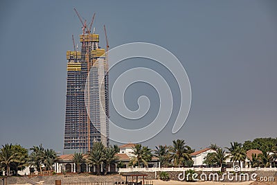 KSA . new Tower . Under Construction Kingdom Tower, Jeddah, Saudi Arabia Stock Photo