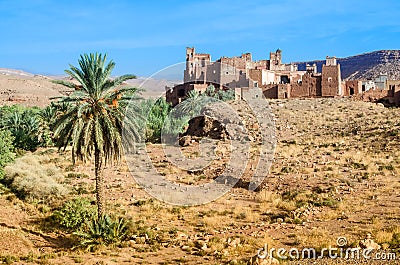 Ksar - old fortified castle in desert Stock Photo