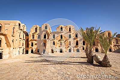 Ancient fortified Berber granary at Ksar Ouled Soltane, that was used as a set for the Star Wars movie, The Phantom Menace Stock Photo