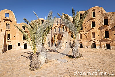 Ancient fortified Berber granary at Ksar Ouled Soltane, that was used as a set for the Star Wars movie, The Phantom Menace Stock Photo