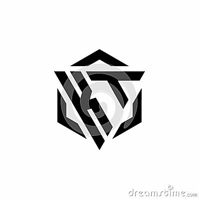 KT Logo monogram with triangle and hexagon modern design template Vector Illustration