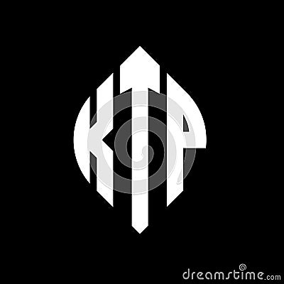 KTP circle letter logo design with circle and ellipse shape. KTP ellipse letters with typographic style. The three initials form a Vector Illustration