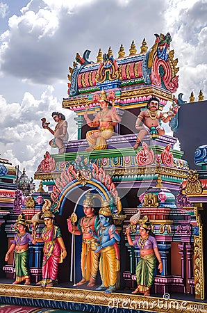 Colorful Statues of various Hindu Gods in Batu cave temple, Malaysia Editorial Stock Photo