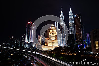 Kuala Lumpur City Center skyline at night view Editorial Stock Photo