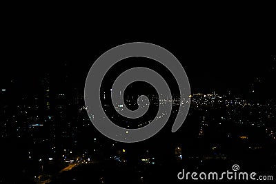 Kuala Lumpur City, Malaysia At night There are lights from buildings, houses and roads. Stock Photo