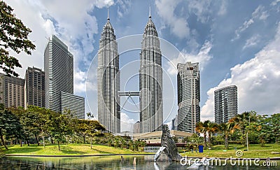 Kuala Lumpur City Skyline from KLCC Park Editorial Stock Photo