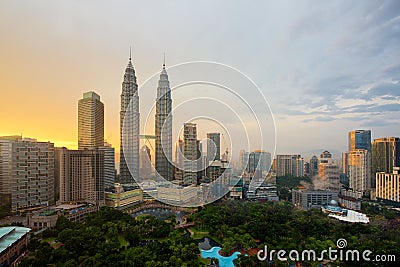 Kuala lumpur city skyline at sunset in Kuala lumpur, Malaysia. Stock Photo