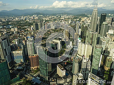 KUALA LUMPUR / MALAYSIA - 2019: Amazing panoramic city view from the famous tourist pointview at Menara KL tower Stock Photo