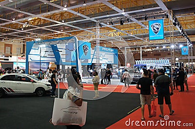 Cars showroom located in the huge hall. Editorial Stock Photo