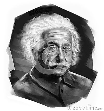 Kuala Lumpur, Malaysia - 7 April 2019: Digital illustration of Albert Einstein Cartoon Illustration