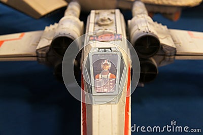 Model of X-Wing starfighter plane from Star Wars franchise movies. Editorial Stock Photo