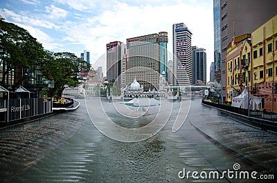 KUALA LUMPUR, MALAYSIA - 29 August 2017 : New Attraction, River of life landscape surrounding Jamek Mosque in kuala Lumpur city Editorial Stock Photo