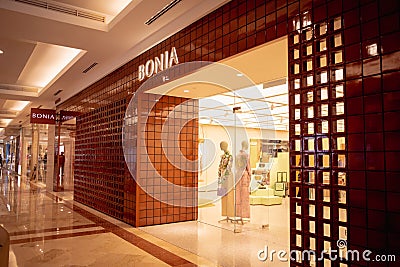 KUALA LUMPUR, MALAYSIA - DECEMBER 04, 2022: Bonia brand retail shop logo signboard Editorial Stock Photo
