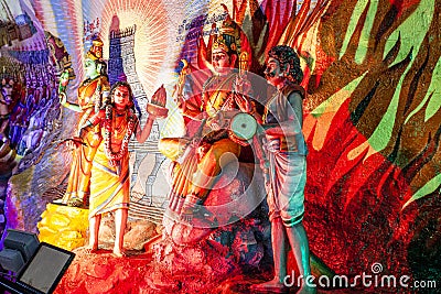 Interior of Cave Villa at Batu Caves in Malaysia The sculpture of the Lord Shiva Editorial Stock Photo