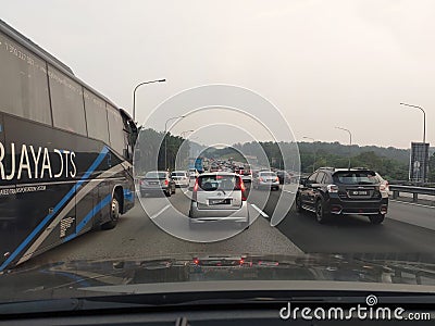 Traffic jams on Malaysian highways during peak hours. Editorial Stock Photo