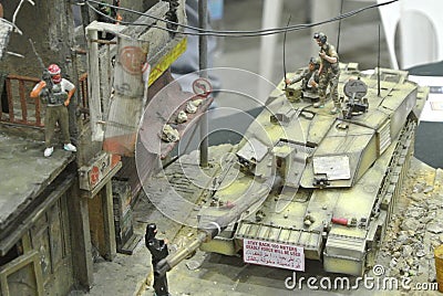 Collection of small diorama built by the fans and exhibited to the public. Editorial Stock Photo