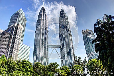 KUALA LUMPUR, MALAYSIA - March 20 2017: Petronas Twin Towers on March 20 2017 in Kuala Lumpur, Malaysia. Editorial Stock Photo