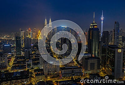 Night Skyline of Kuala Lumpur Editorial Stock Photo
