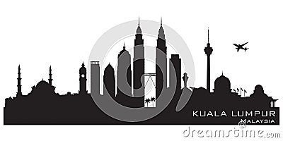 Kuala Lumpur Malaysia city skyline vector silhouette Vector Illustration