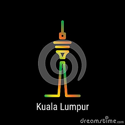 Kuala Lumpur, Malaysia Vector Line Icon Vector Illustration