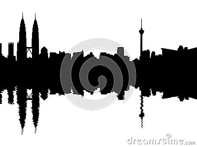 Kuala Lumpur Skyline reflected Vector Illustration