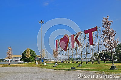 A large sign of I love Kuala Terengganu behind Chinatown along the waterfront of Terengganu River Editorial Stock Photo