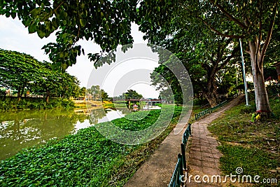 Kuang River during Loy Kratong Festival Stock Photo