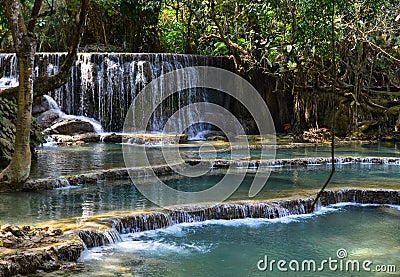 Kuang Si Falls in Luang Prabang, Laos Stock Photo