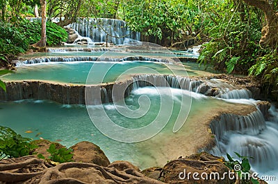 Kuang Si Waterfall, Luang prabang, Laos Stock Photo