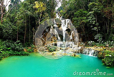 Kuang Si Waterfall, Luang Prabang, Laos Stock Photo