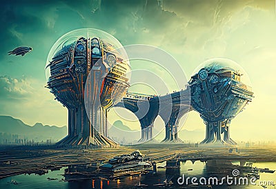 Kuantan, Pahang, Malaysia Futuristic Cityscape. Generative AI. Stock Photo