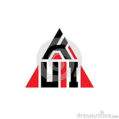 KUI triangle letter logo design with triangle shape. KUI triangle logo design monogram. KUI triangle vector logo template with red Vector Illustration