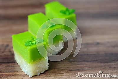 Kuih talam or Kuih Seri Muka Stock Photo