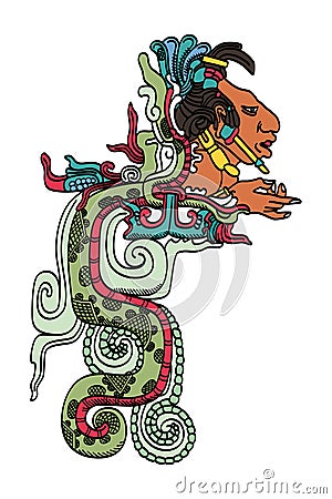 Kukulkan, the Vision Serpent, a deity of Maya mythology Vector Illustration