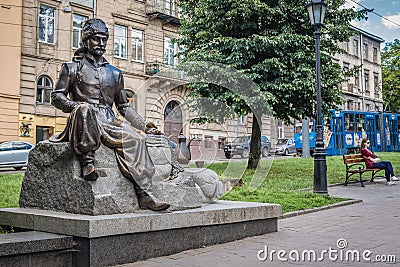 Kulczycki statue in Lviv Editorial Stock Photo