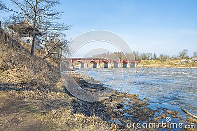 Kuldiga bridge and river at Latvia. 2018 Stock Photo