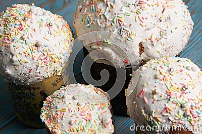 Kulichi, traditional Russian Easter cake Stock Photo