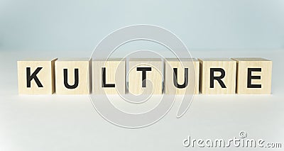 Kulture - cube with letters, sign with wooden Stock Photo