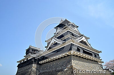 Kumamoto castle with sakura Stock Photo