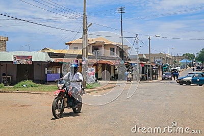 Crowded African Road with Local Ghana People in Kumasi city Editorial Stock Photo