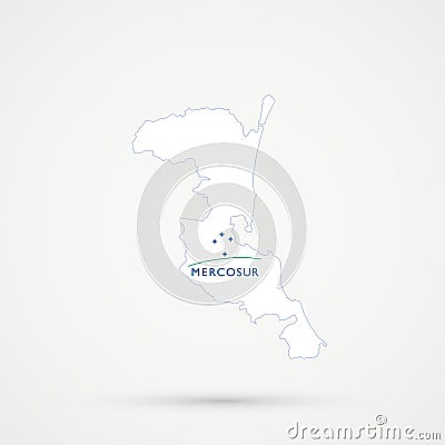 Kumykia Kumyks ethnic territory, Dagestan map in Southern Common Market Mercosur flag colors, editable vector Vector Illustration